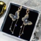 Faux Pearl Butterfly Drop Earring 1 Pair - Gold - One Size