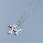925 Sterling Silver Rhinestone Balloon Dog Pendant Necklace White Gold - One Size