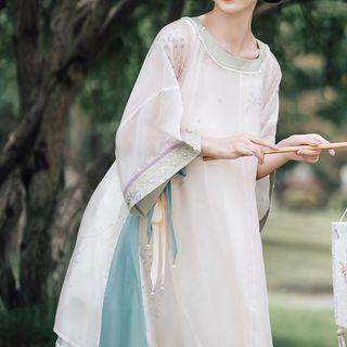 Round Neck Midi A-line Hanfu Dress / Slipdress / Set