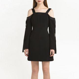 Cold Shoulder Long-sleeve A-line Dress