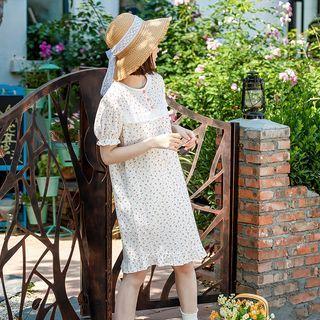 Short Sleeve Round Neck Floral Print Sleep Dress
