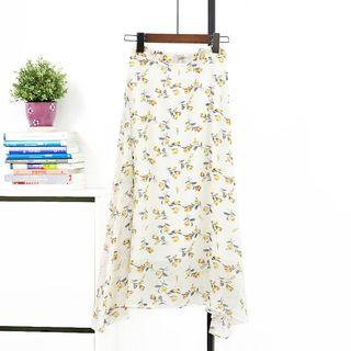 Floral Print Chiffon Skirt Almond - One Size