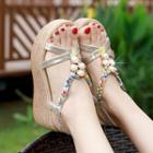 Platform Wedge Faux Pearl Sandals