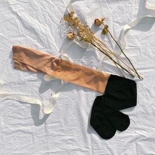 Two-tone Sheer Tights Nude - One Size