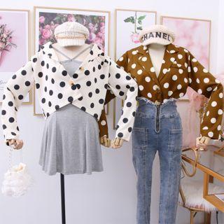 Loose-fit Polka-dot Crop Shirt