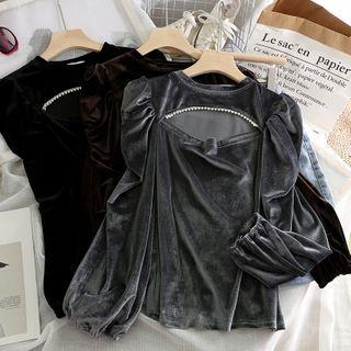 Pearl Velvet Long-sleeve Top