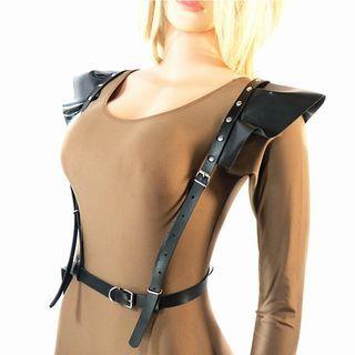 Frilled Faux Leather Suspender Waist Chain