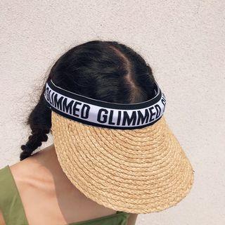 Lettering Straw Visor Hat Beige - One Size