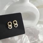 Alloy Freshwater Pearl Hoop Dangle Earring 1 Pair - S925 Silver - Gold - One Size
