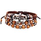 Bead Multi-strand Genuine Leather Bracelet