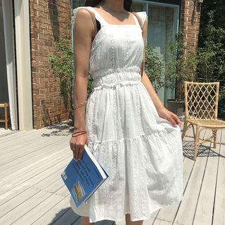 Eyelet-lace Pinafore Dress Ivory - One Size