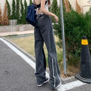 Two-tone High Waist Wide Leg Jeans (various Designs)