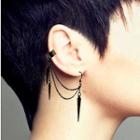 Spike Chained Earring 1 Pair - Black - One Size