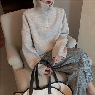 Half-zip Sweatshirt / Knit Wide-leg Pants