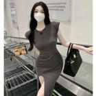 Slited Skinny Midi T-shirt Dress