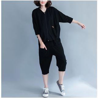 Set: 3/4-sleeve Jacket + Cropped Pants