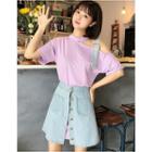 Set: Short-sleeve T-shirt Dress + Denim A-line Skirt