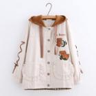 Embroidered Hooded Button Jacket / Long-sleeve Shirt