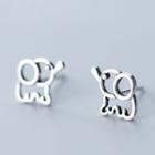 925 Sterling Silver Elephant Earring S925 Silver - 1 Pair - Silver - One Size
