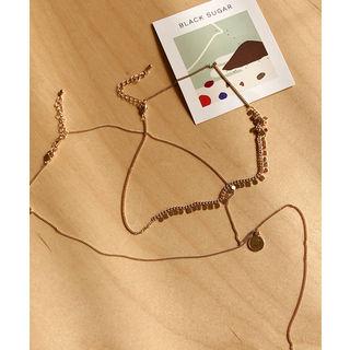 Set Of 2: Pendant Necklace Gold - One Size