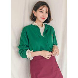 Plus Size Crown Embroidered Colored Cardigan