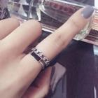 Sterling Silver Layered Ring 1pc - Silver & Black - One Size