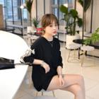 Crochet-lace Patched Raglan-sleeve Sweatshirt