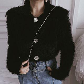 Furry Cardigan Black - One Size