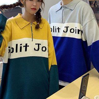 Couple Matching Half-zip Knit Top
