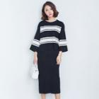 Set: Striped Knit Top + Knit Skirt