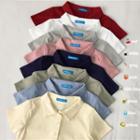 Buttoned Plain Short-sleeve Polo Shirt