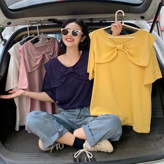 Bow Collar Short-sleeve T-shirt