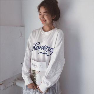 Long-sleeve Lettering Sheer Panel Pullover Dress