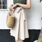 Plain Tie-waist A-line Skirt