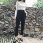 Plain Cropped Pants With Belted