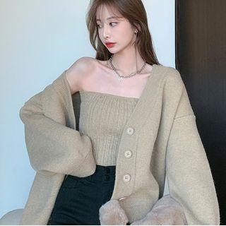 Knit Tube Top / Plain Cardigan