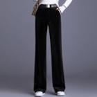 Lettering Print Corduroy Wide Leg Pants