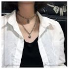 Stainless Steel Pendant Layered Choker Necklace