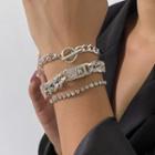 Set Of 3: Rhinestone Chunky Chain Bracelet