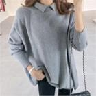 Collared Cashmere Blend Knit Top