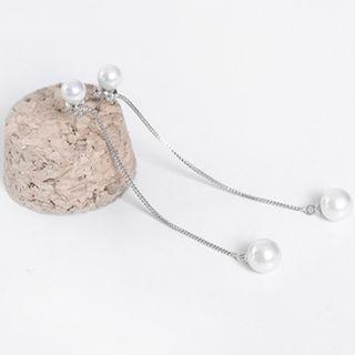 925 Sterling Silver Faux Pearl Dangle Earring 1 Pair - Dangle Earring - Long - Tassel - Faux Pearl - One Size