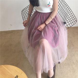 Mock Two-piece Tulle Skirt