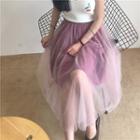 Mock Two-piece Tulle Skirt