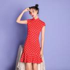 Traditional Chinese Cap-sleeve Dotted Dress
