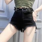 Chained Frayed Denim Hot Pants