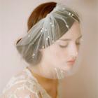 Faux Pearl Embellished Wedding Birdcage Veil