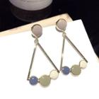 Glaze Disc Alloy Triangle Dangle Earring 1 Pair - Silver Earrings - Gold - One Size