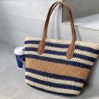 Striped Woven Tote Bag One Size - One Size