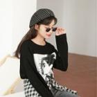 Printed Long Sleeve T-shirt Black - One Size