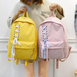 Front Lace Up Chain Accent Backpack